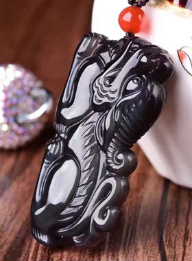 天然立体黑曜石貔貅吊坠