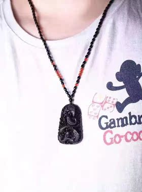 天然黑曜石四季有余鱼吊坠 黑曜石鱼挂坠 黑曜石欢跃鱼坠