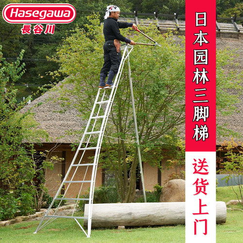 HASEGAWA日本长谷川梯子铝合金三脚梯园林别墅工厂室内轻便折叠梯 - 图1