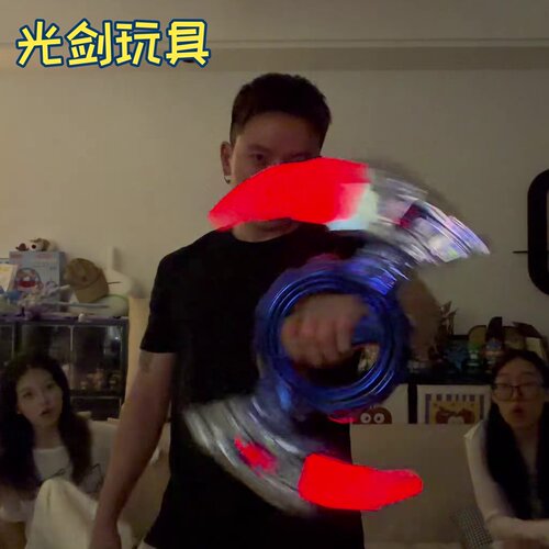 光剑玩具抖音同款涡环火旋火花剑双刃剑旋转出刃伸缩激发光批发 - 图1