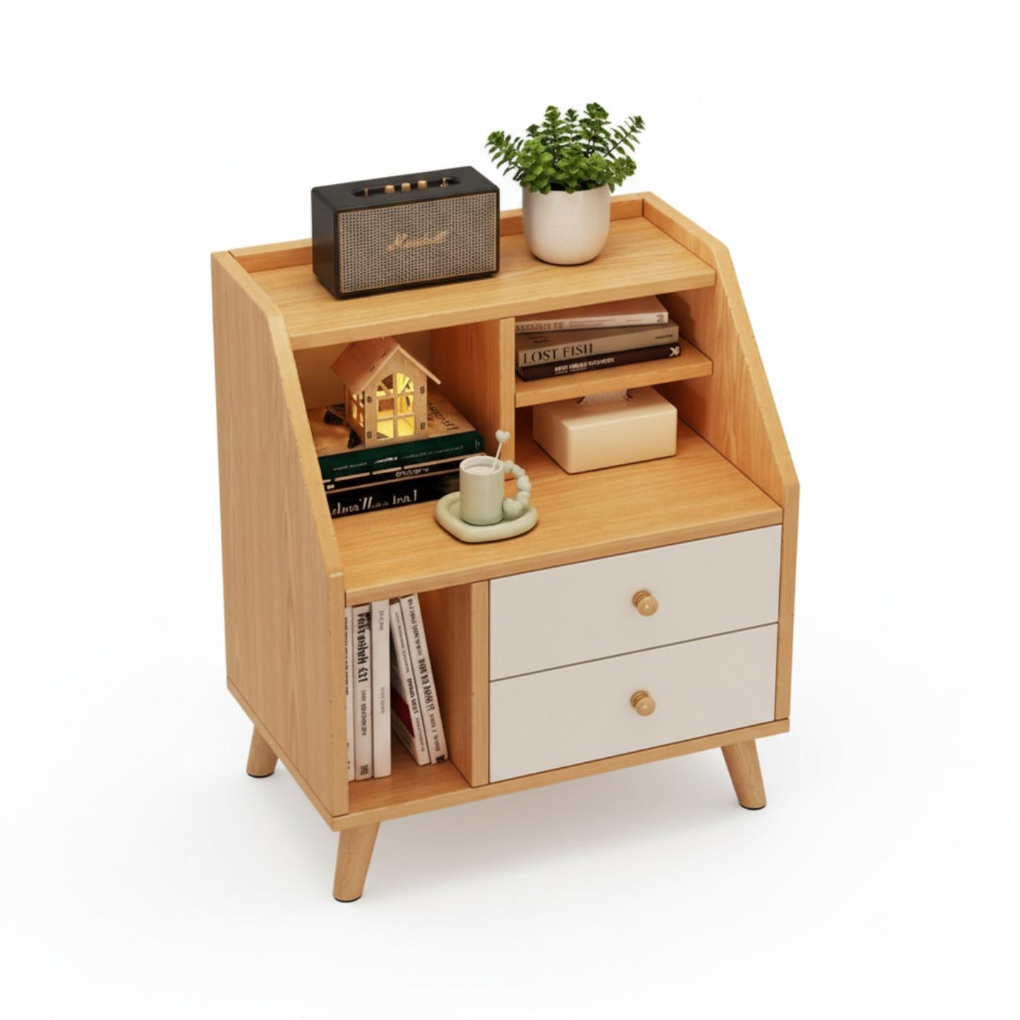 床头柜收纳柜小型简易出租房用卧室床边创意置物架储物柜实木抽屉 - 图3