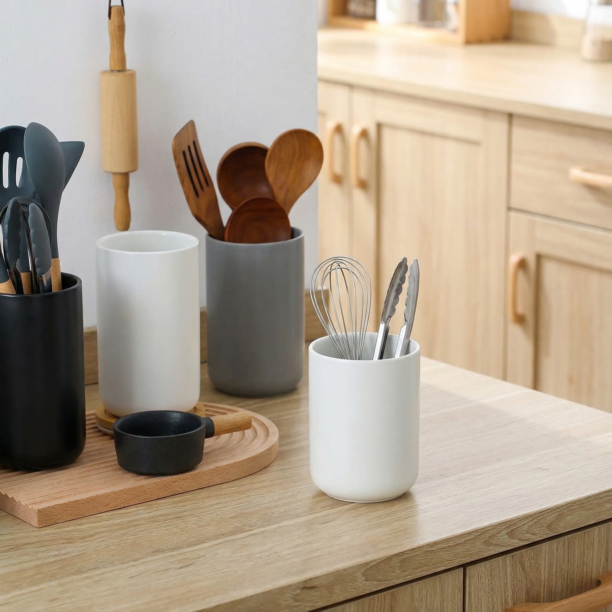 陶瓷收纳筒北欧厨具铲勺收纳筒家用烹饪用具收纳桶厨房筷子筒筷笼,淘宝优惠券,粉丝福利购,淘宝优惠卷