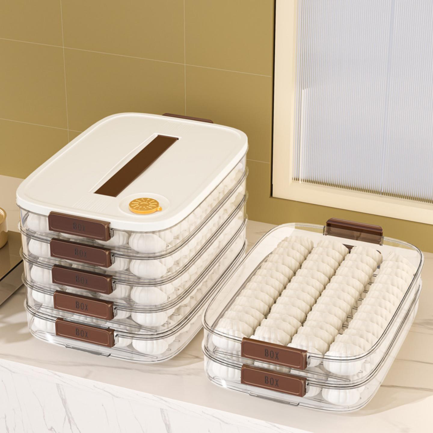 饺子盒冻饺子多层冰箱食物收纳盒子冷冻混沌盒家用饺子托盘保鲜盒 - 图0