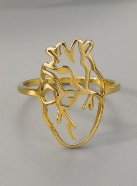 中空解剖解剖人体心脏戒指女性不锈钢医学生物学珠宝医生礼物