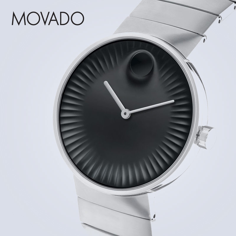 Movado/摩凡陀瑞界系列钢带石英手表男表简约时尚三维立体表盘