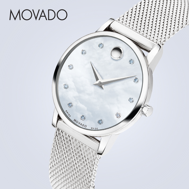 MOVADO/摩凡陀博物馆系列手表女表真钻镶嵌母贝表盘