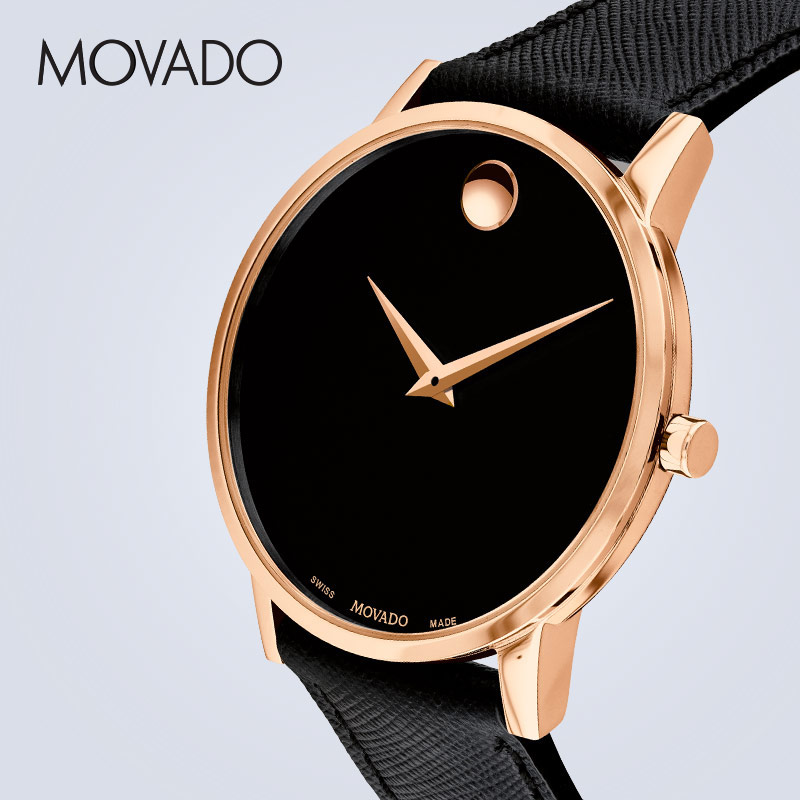 【520礼物】Movado/摩凡陀博物馆系列瑞士包豪斯风石英男手表-图1