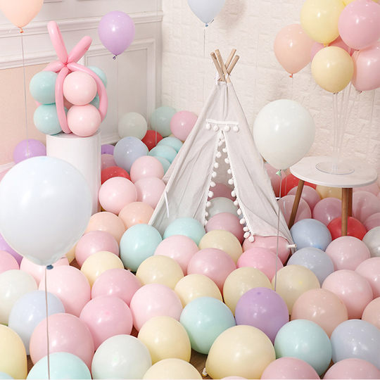 加厚气球马卡龙色七夕情人装扮告白周岁生日装扮布置开业求婚汽球