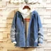 Mùa thu mới khâu áo khoác denim nam cộng với phân bón XL bỏ túi lớn áo khoác đẹp trai xu hướng quần áo nam - Cực lớn quần nam Cực lớn