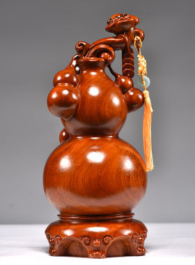 花梨木雕葫芦摆件实木雕刻送礼