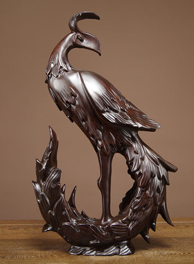 唐趣黑檀实木雕刻凤凰客厅玄关