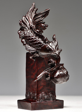 对鱼摆件客厅黑檀实木雕刻年年有鱼家居桌面摆设装饰红木质工艺品