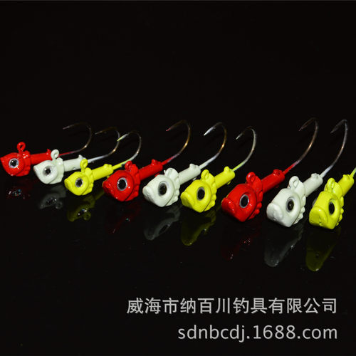 苦茶纳百川帕莱蒙 彩色鱼头鱼形铅头钩 三色 三种克重 路亚用鱼钩 - 图2