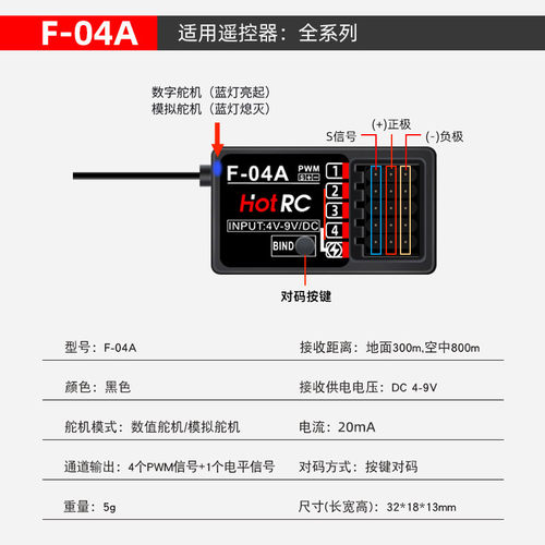 HOTRC遥控器接收机集合 F-04A F-06A F-08A 枪控CT6A 8A单手DS600 - 图1