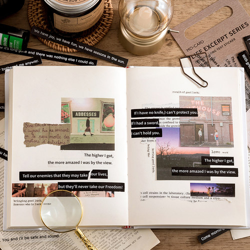 生活摘录长条双享装手帐贴纸包 复古文艺基础百搭diy手帐拼贴素材 - 图1