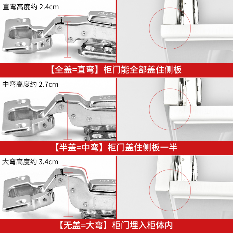 铰链合页阻尼缓冲304不锈钢橱柜门铰链大弯烟斗合叶衣柜折叠合页