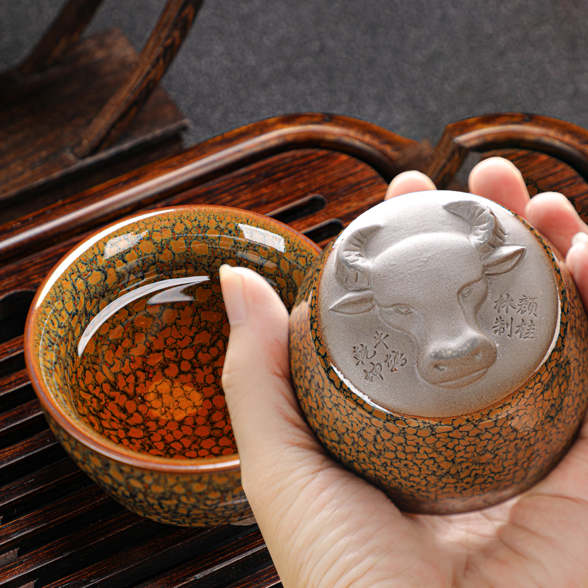 岚宫窑陶瓷对杯建盏主人杯茶杯生肖茶具茶碗专用茶盏礼盒装高端-图2