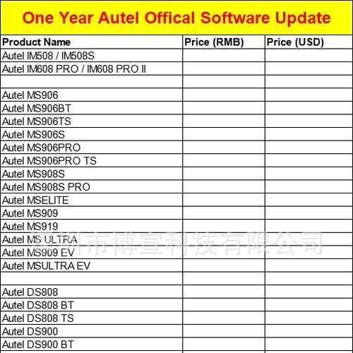 One Year Update一年升级费用Autel DS808 BT道通DS900 TS/MX900 - 图3