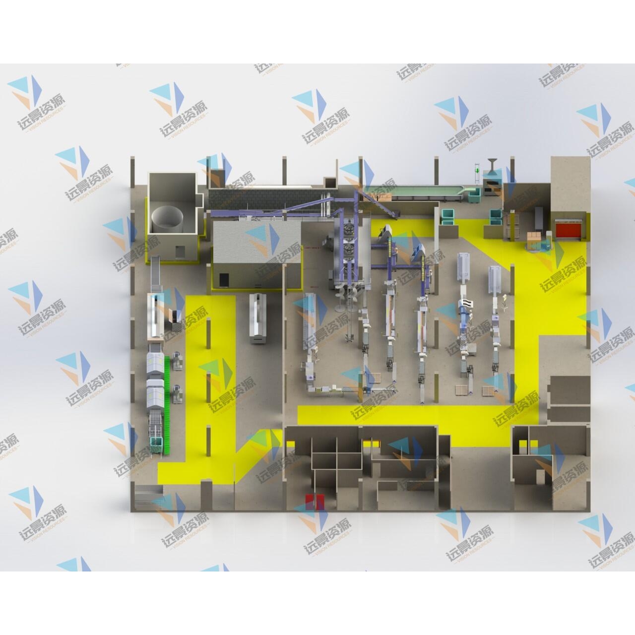 工厂房工业园区3d模型SolidWorks3D图纸场景机器设备生产建数模-图2