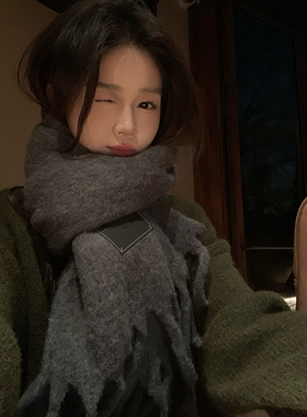 韩版仿羊绒简约含羊毛围巾女冬季