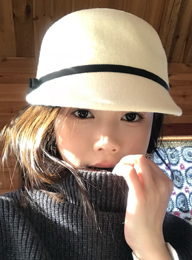 法式优雅羊毛小礼帽女千金马术帽
