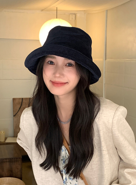 日本复古灯芯绒渔夫帽子女秋冬