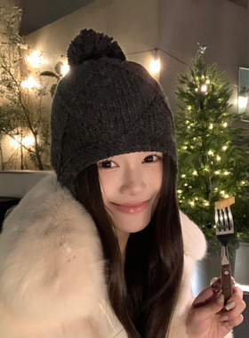 羊毛混纺灰色帽女冬季保暖雷锋帽