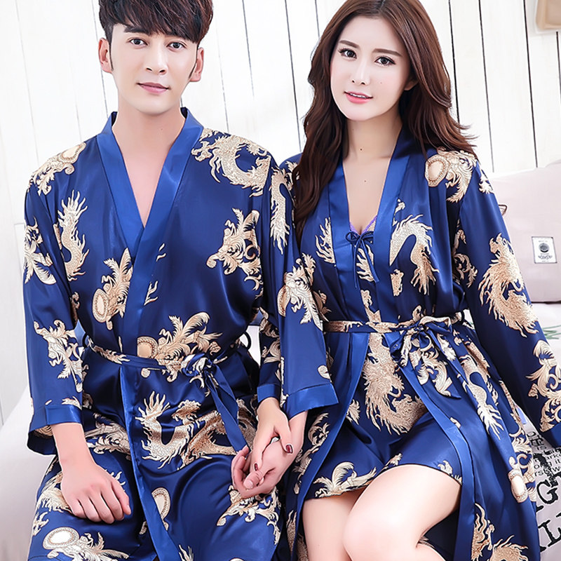 韩版夏季新款男士丝绸丝质冰丝睡袍 cdmp睡袍/浴袍