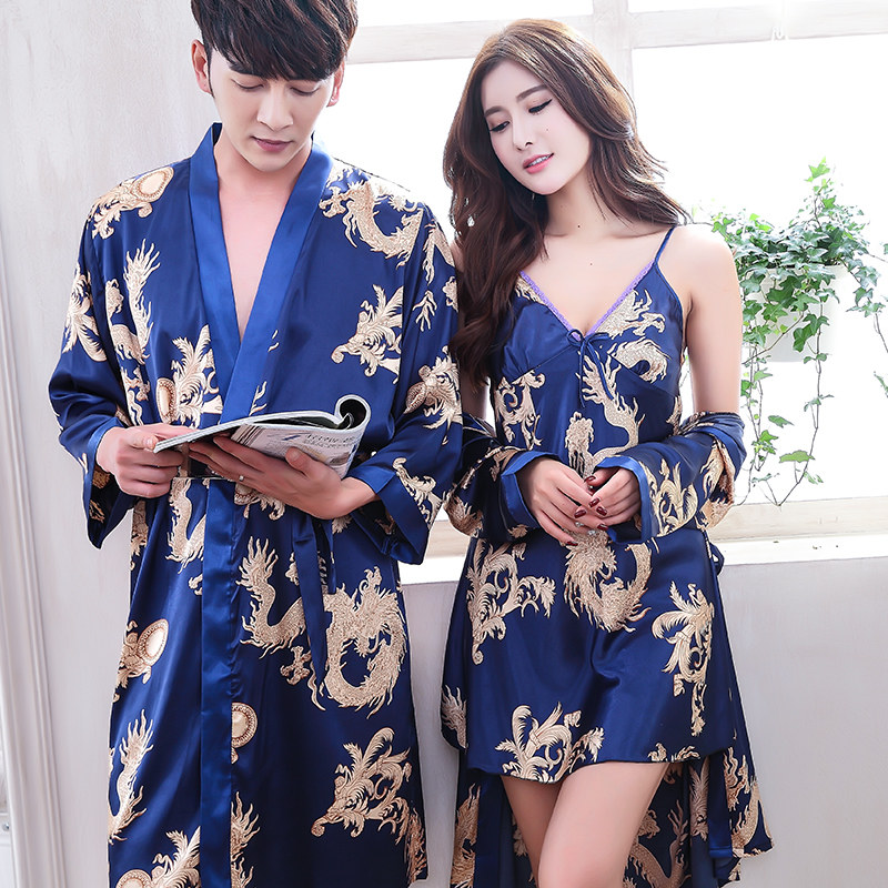 韩版夏季新款男士丝绸丝质冰丝睡袍 cdmp睡袍/浴袍