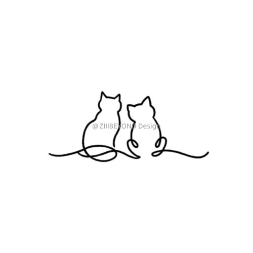 再变 双猫依偎个性逼真草本纹身贴防汗高级感动物贴纸女保持久 - 图3