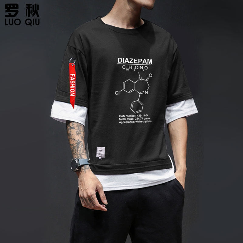 假两件短袖t恤衫男中袖 罗秋T恤