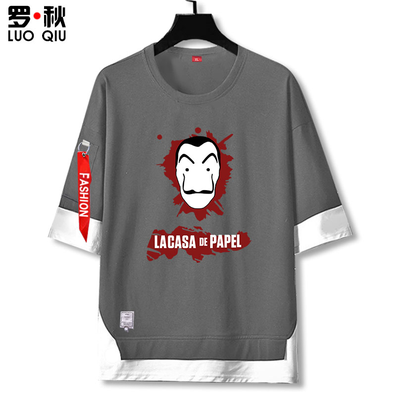 美剧纸钞屋周边t恤短袖男女五分袖La casa de papel直喷衣服中袖