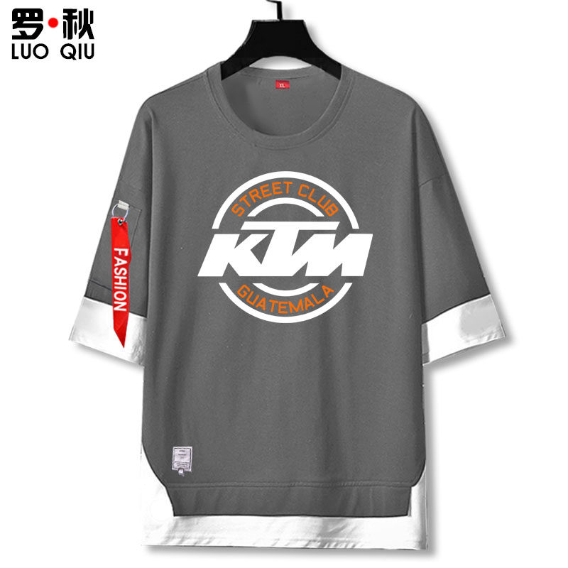 ktm越野机车周边假两件t恤衫摩托 罗秋T恤