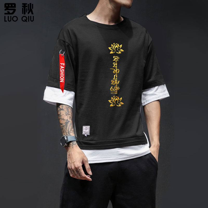 六字真言大明咒藏族文化短袖五分袖 罗秋T恤