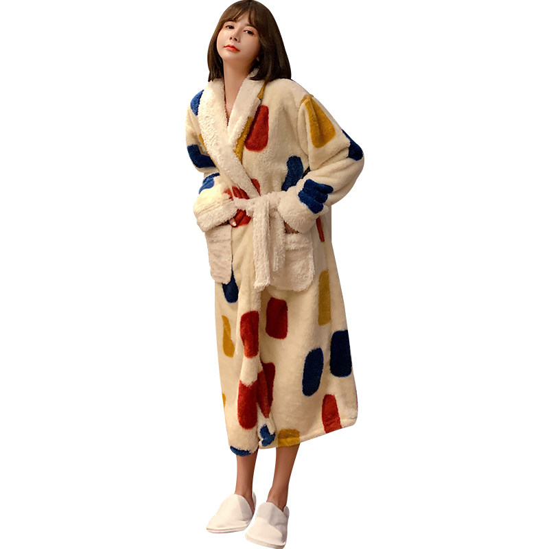 珊瑚绒加绒保暖公主长款甜美睡袍 恬穗睡袍/浴袍