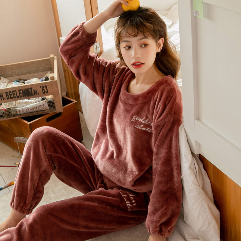 2020年新款秋冬季珊瑚绒加绒睡衣 恬穗睡衣/家居服套装