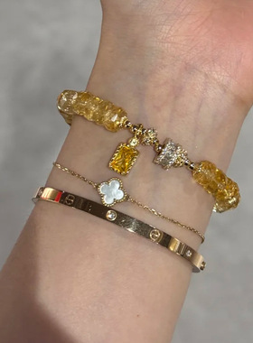 小红书爆款算盘黄水晶琉璃珠手串