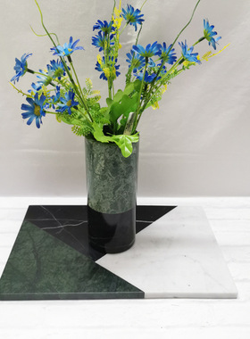 天然大理石平板卫浴托盘化妆品首饰拍照展示道具工艺品摆件