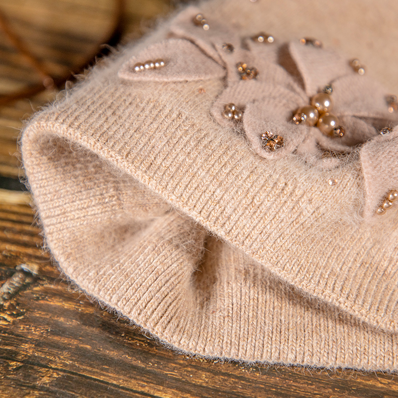 中老年冬季女士针织毛线帽秋冬妈妈兔绒保暖堆堆帽子女款时尚洋气 - 图2