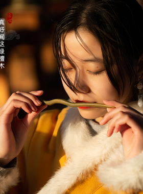 清香发簪古风绿檀木高级感简约