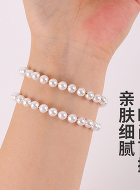 镀18k金水晶手串碎银子隔珠配件