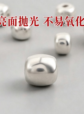 S925银老型珠散珠文玩纯银配珠