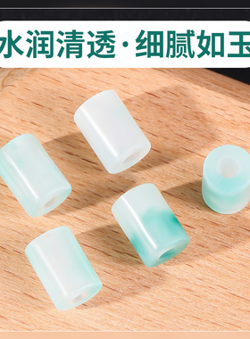 水墨玉髓大孔桶珠单颗散珠吊坠