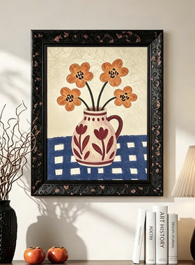 侘寂花事》法式中古风郁金香静物装饰画客厅玄关艺术画餐厅壁挂画