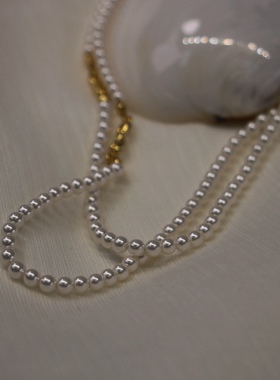 镀真金黄铜真金女长款珍珠项链