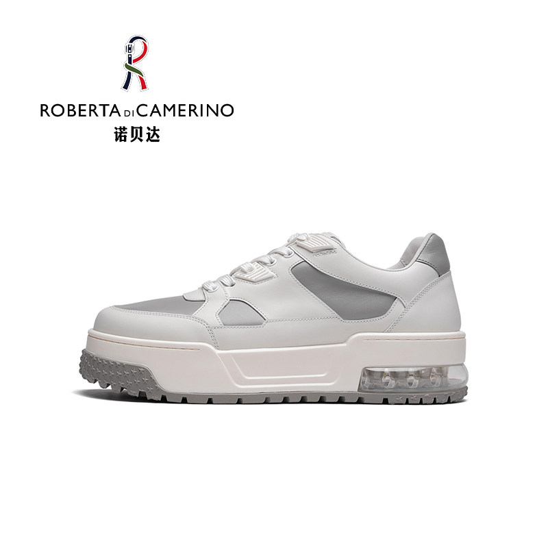 意大利诺贝达男鞋男士休闲鞋男真皮厚底增高气垫板鞋百搭小白鞋子,淘宝优惠券,粉丝福利购,淘宝优惠卷