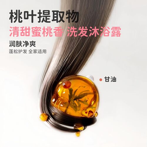 兔头妈妈儿童桃叶精华洗发水沐浴露二合一舒爽柔滑成人适用正品 - 图0