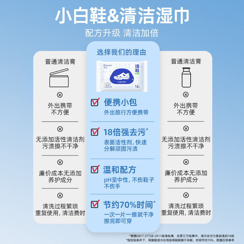 德佑小白鞋清洗剂擦鞋去污湿巾神器通用白免水鞋清洁剂亮白清洁膏