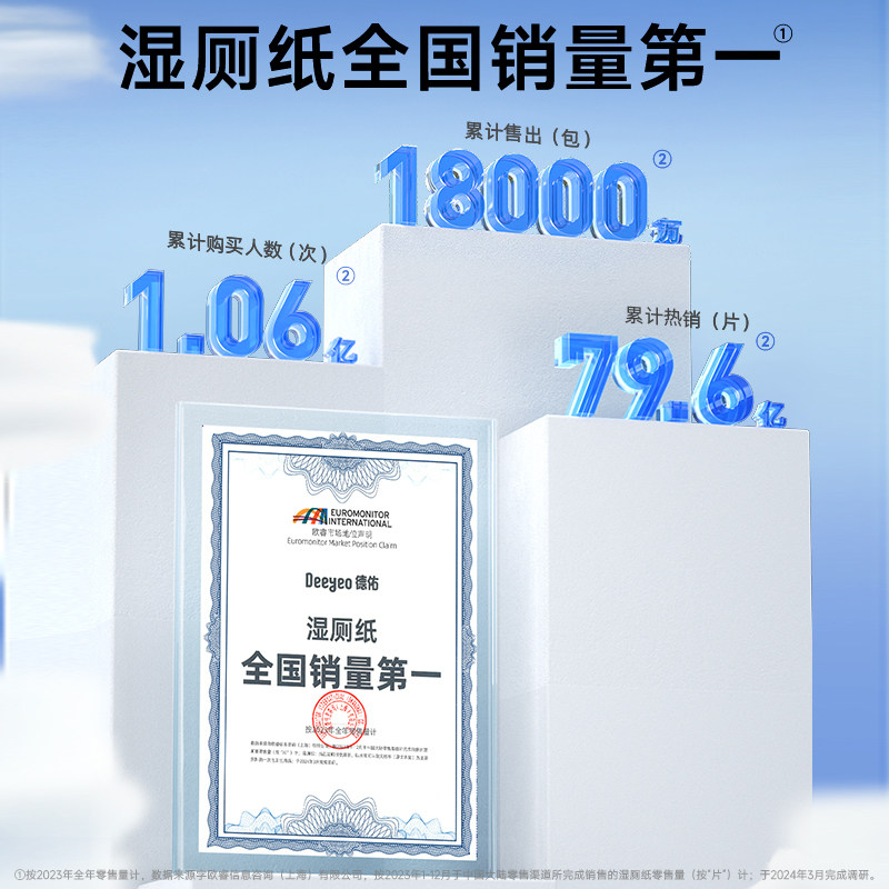 德佑湿厕纸家庭实惠装厕纸湿巾纯水洁厕湿手纸湿纸巾女士孕妇专用