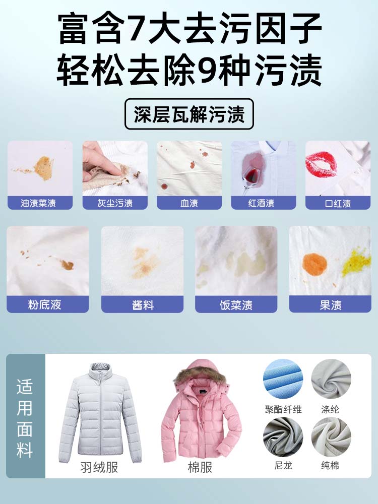 德佑羽绒服清洁湿巾免洗强力去污衣物清洁湿纸巾家用干洗污渍专用-图1